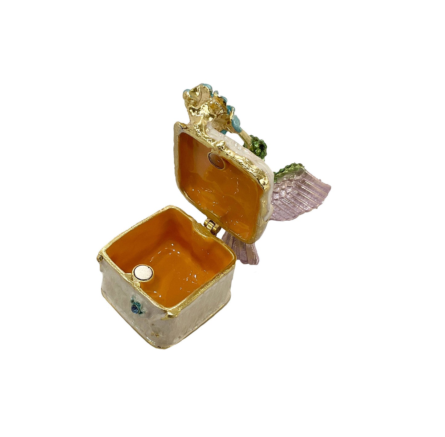 Jewel Enameled Humming Bird Trinket Box