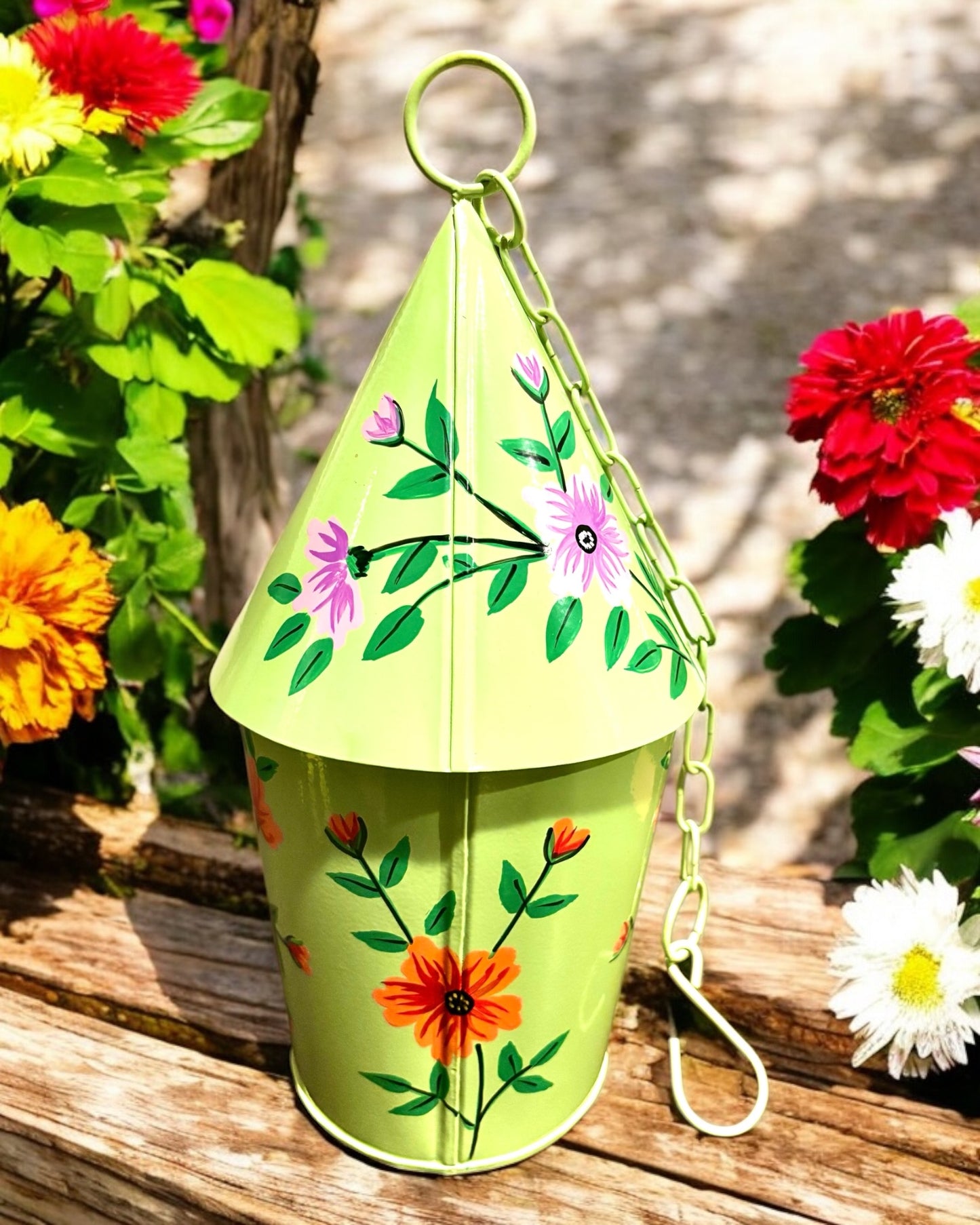 Hand Painted Galvanized Bird House (Green)