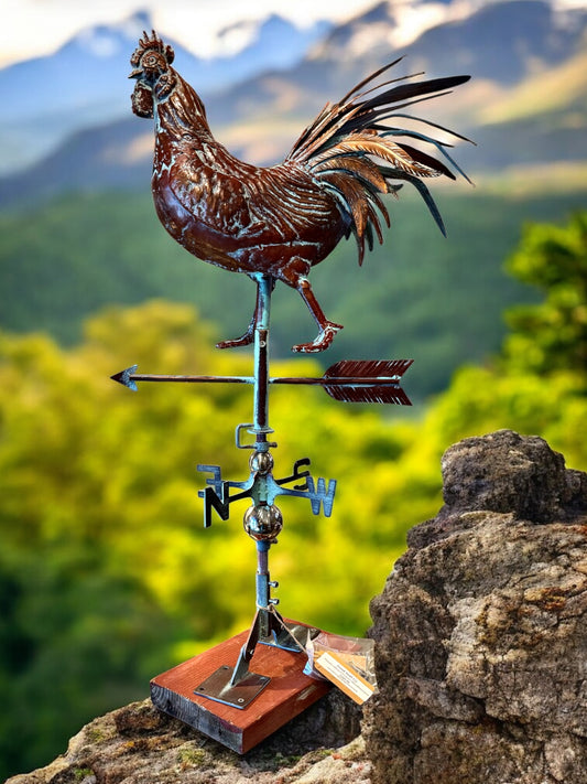 Handcrafted 3D Strutting Rooster Weathervane