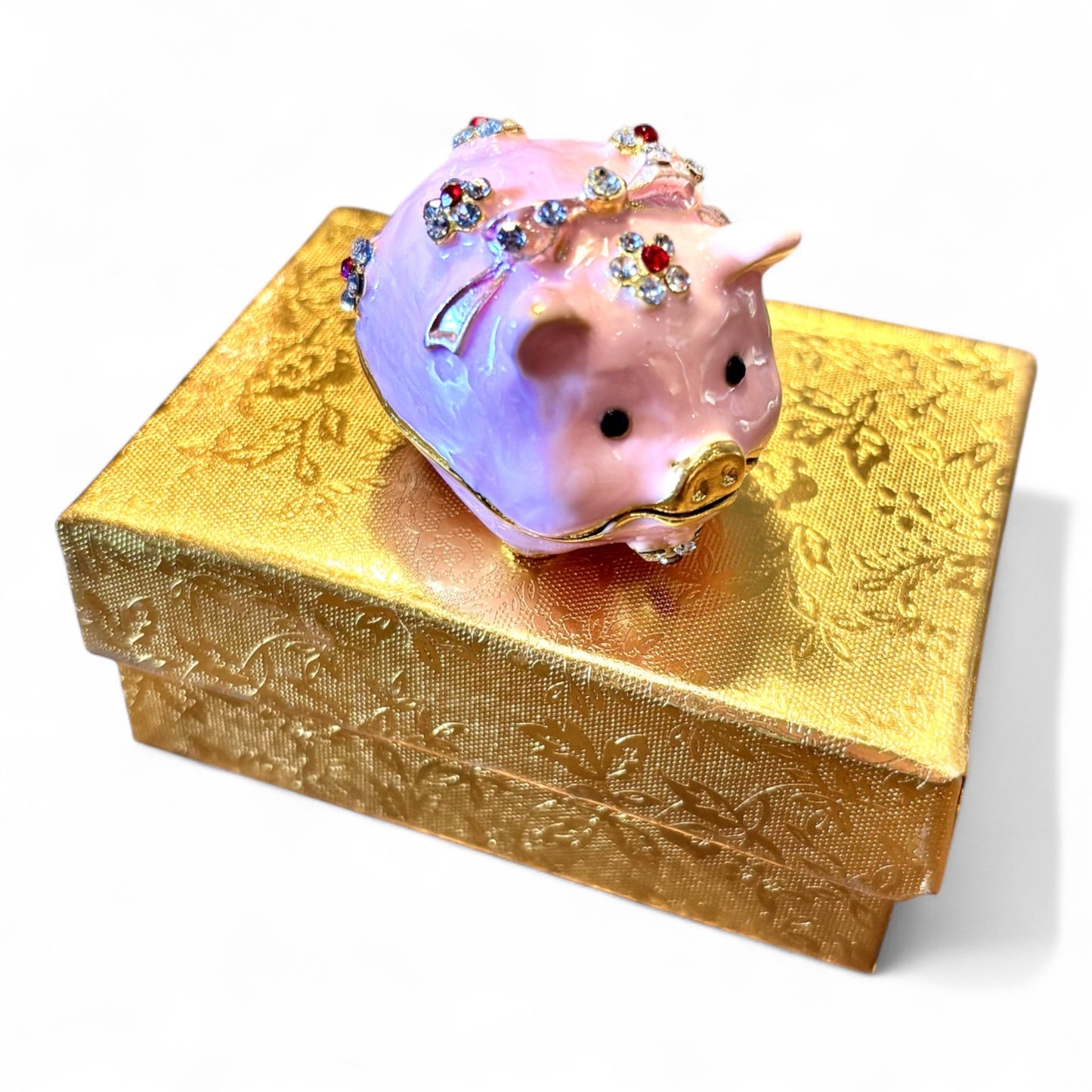 Jeweled Enameled Pig Trinket Box