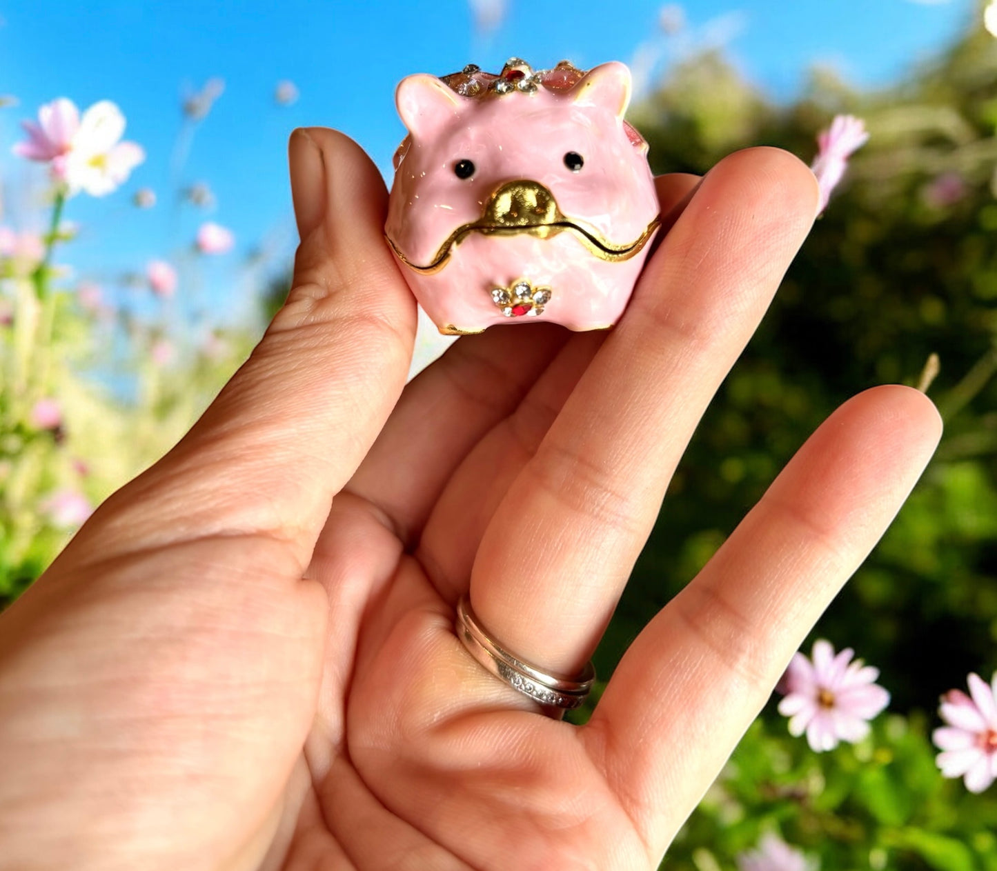 Jeweled Enameled Pig Trinket Box