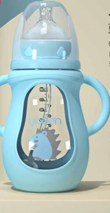 Tempered Glass Baby Bottle with Straw | Drop-Resistant | 150ml & 240ml