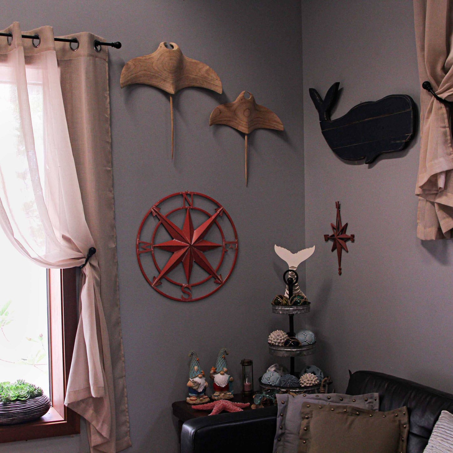 Galvanized Indoor/Outdoor Compass Wall Sculpture