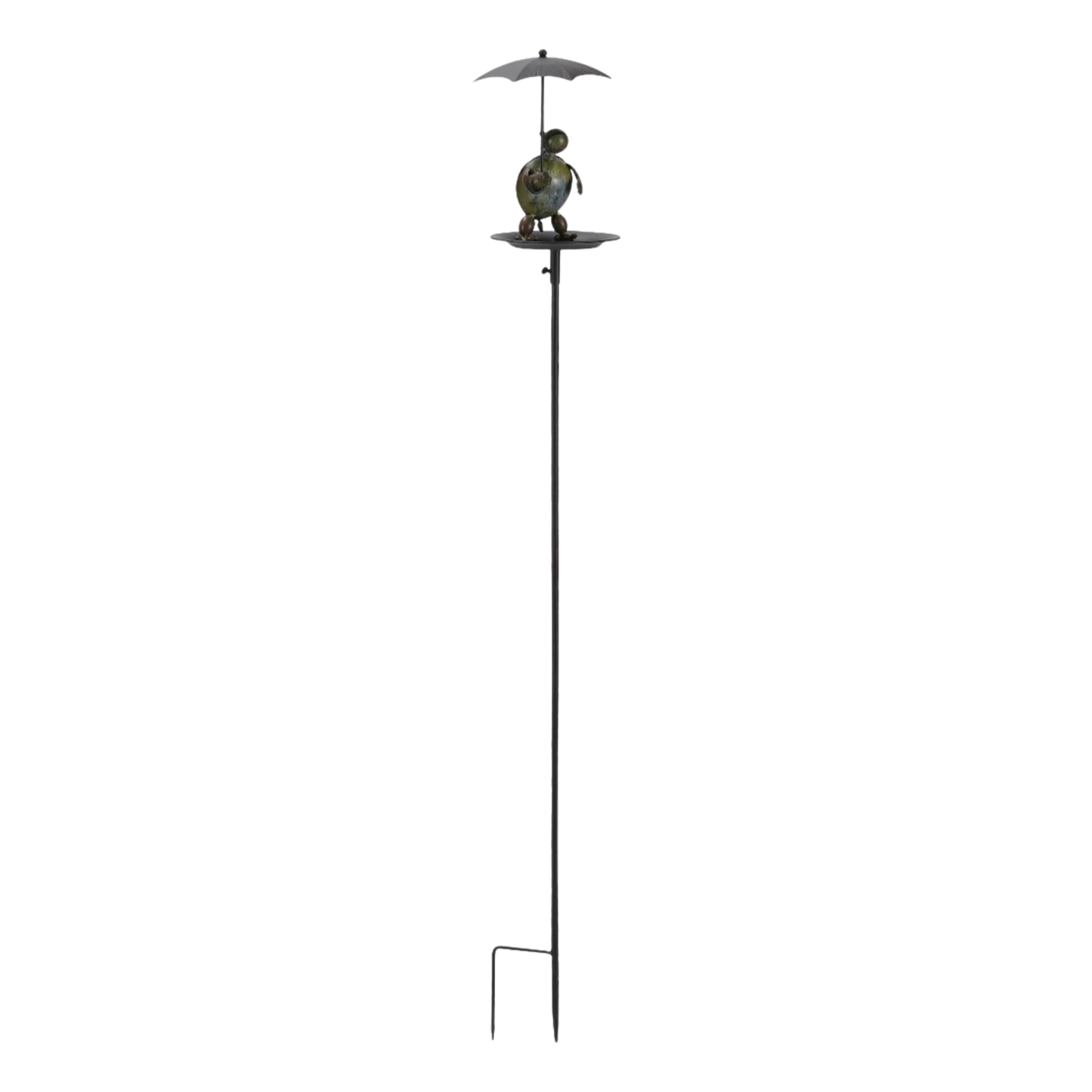 Rainy Day Turtle Bird Feeder – Whimsical Metal Garden Stake Bird Feeder with Umbrella, 53.5"