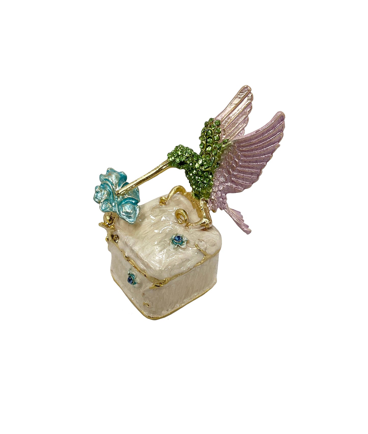 Jewel Enameled Humming Bird Trinket Box