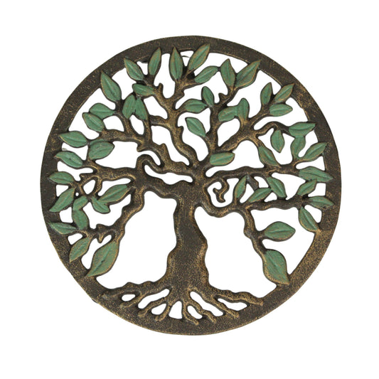 Cast Iron Tree of Life Trivet Antique Gold Finish