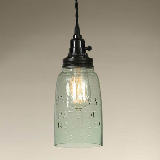 Recycled Glass Mason Jar Pendant Lamp