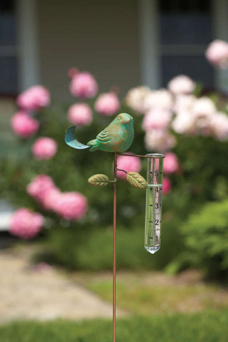 Teal Bird Rain Gauge