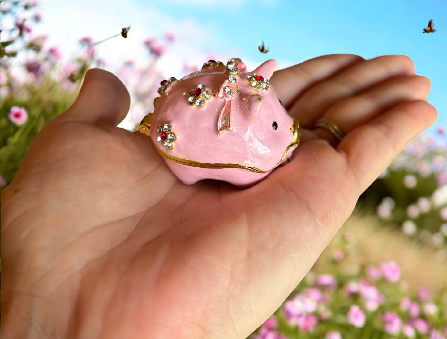 Jeweled Enameled Pig Trinket Box