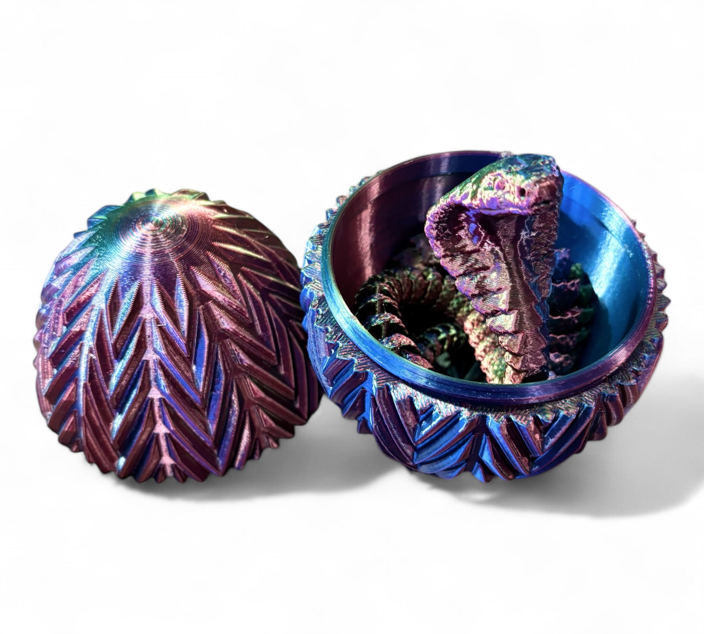 3D Printed Snake Scale Egg Fidget Toy with Egg Included (Multiple Colors): Green/Blue/Purple