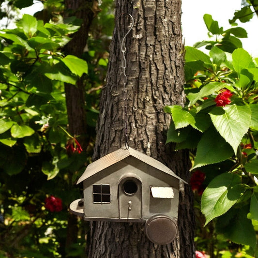 "Happy Camper" Galvanized Bird House