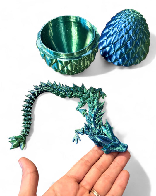 3D Printed Dragon With Egg Fidget Toy - Multiple Colours: Green