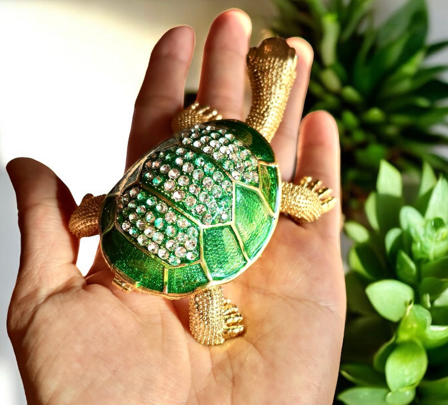 Jewel Enameled Tortoise Trinket Box