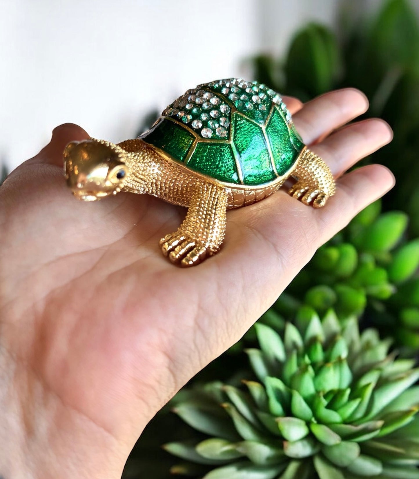 Jewel Enameled Tortoise Trinket Box