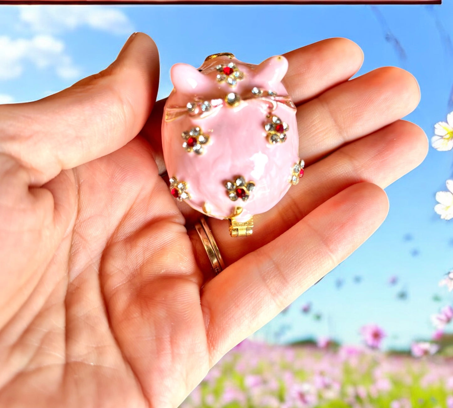 Jeweled Enameled Pig Trinket Box