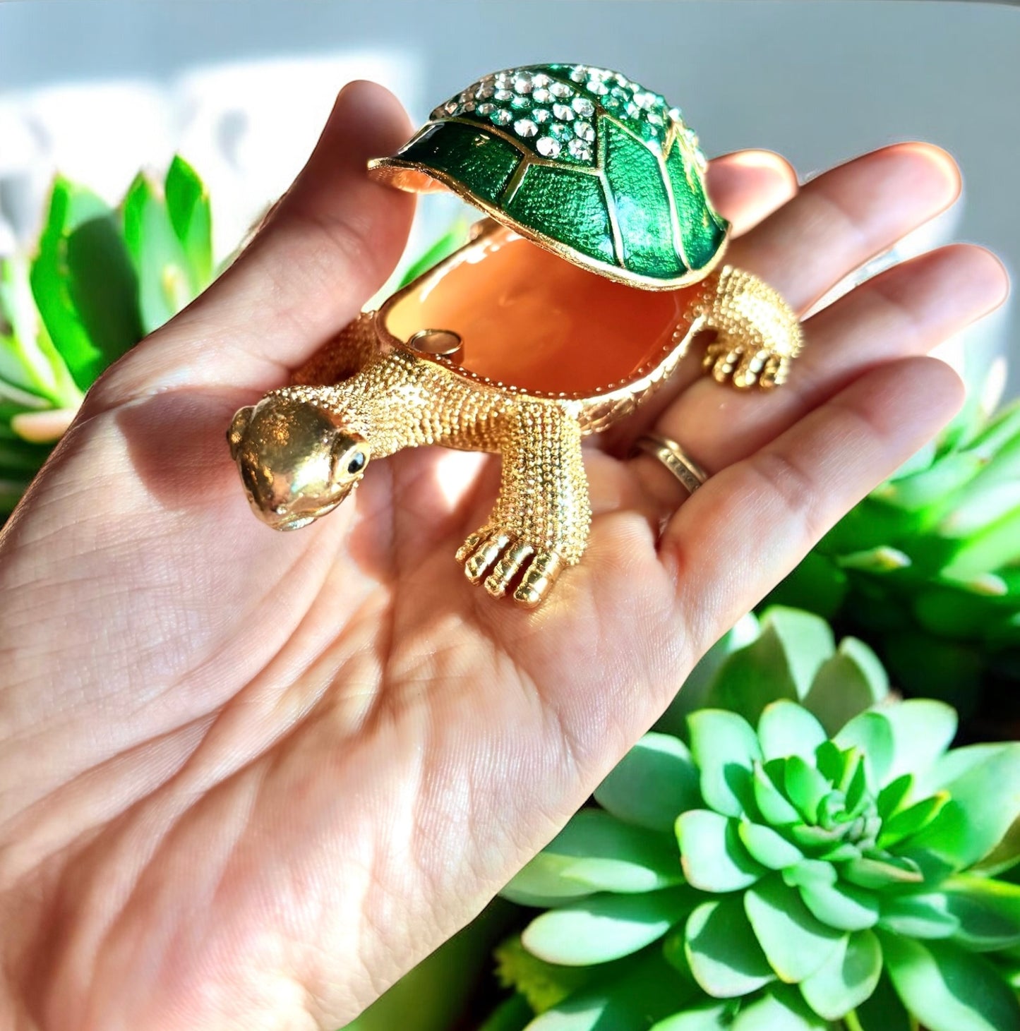 Jewel Enameled Tortoise Trinket Box