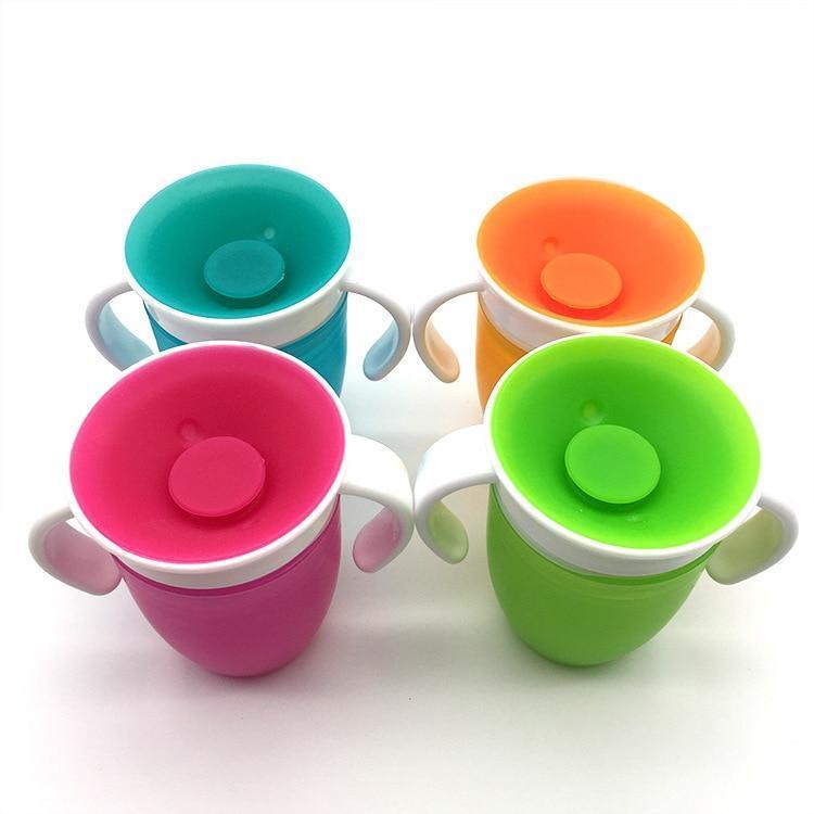Leak-Proof Rotatable Magic Learning Cup for Babies - 240ml Silicone Sippy Cup - Multiple Colors