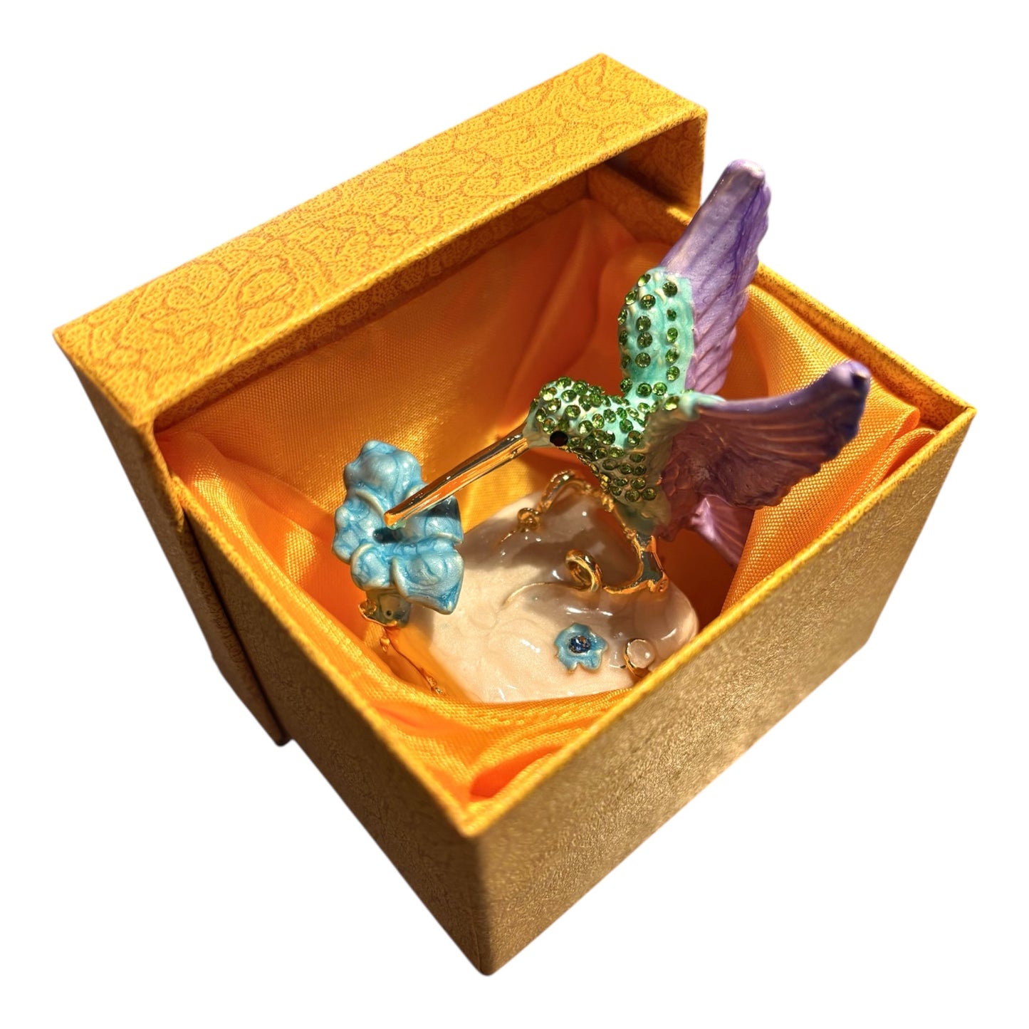 Jewel Enameled Humming Bird Trinket Box