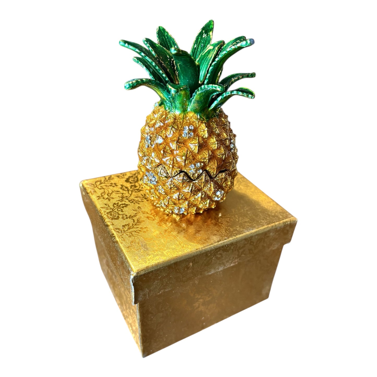 Jewel Enameled Pineapple Trinket Box