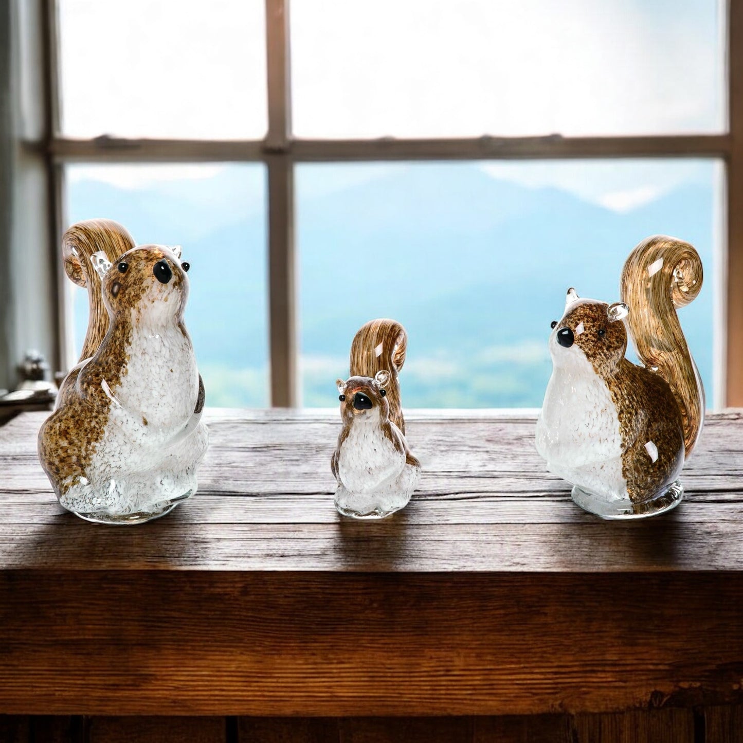 Glass Squirrel Figurines (Set of 3)