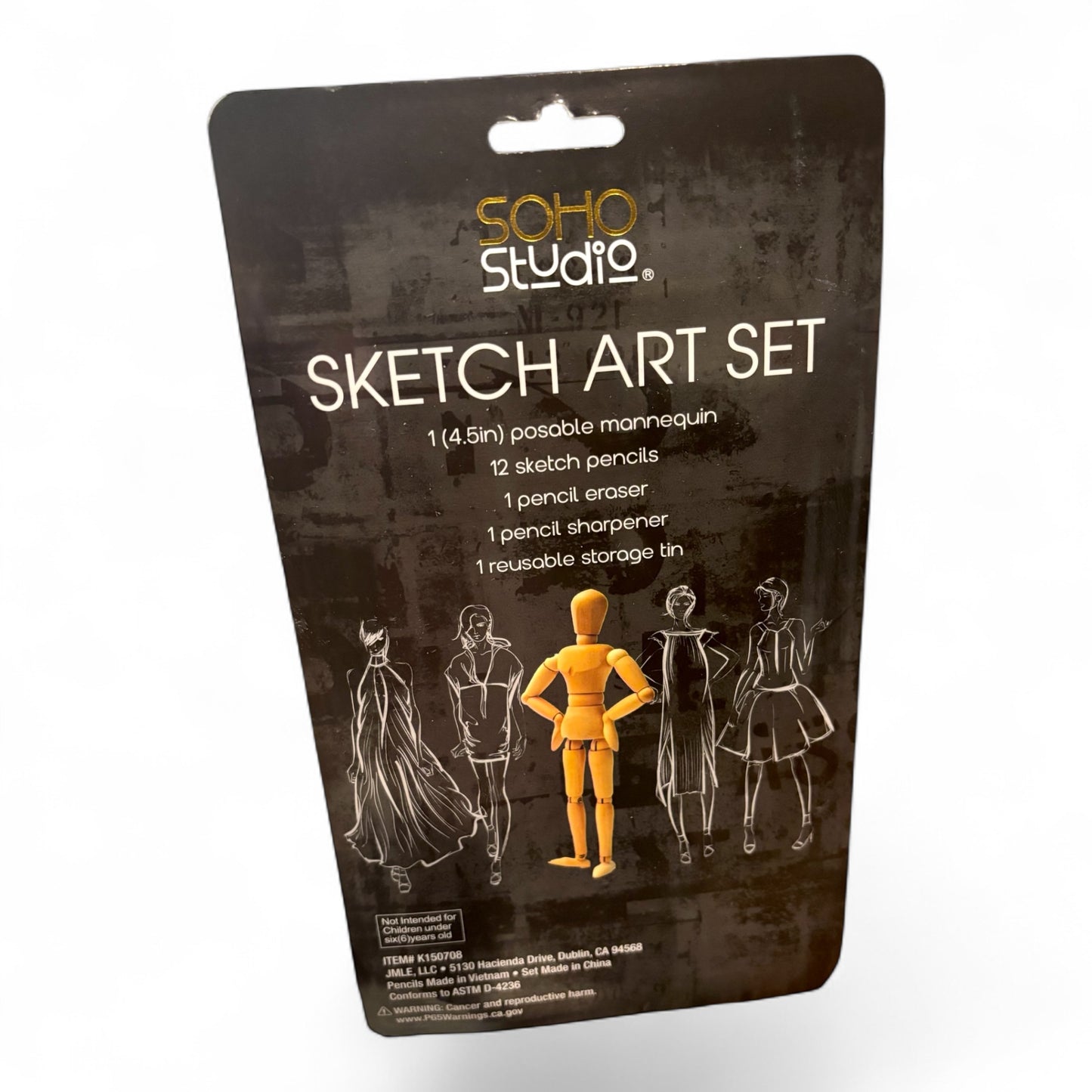 Soho Studio Sketch Art Set – 16-Piece Drawing Kit with Posable Mannequin