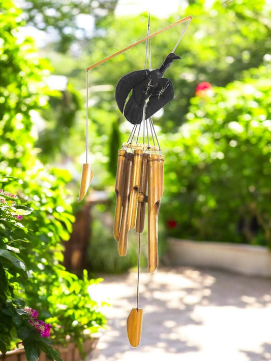 Animated Raven Bamboo Windchime