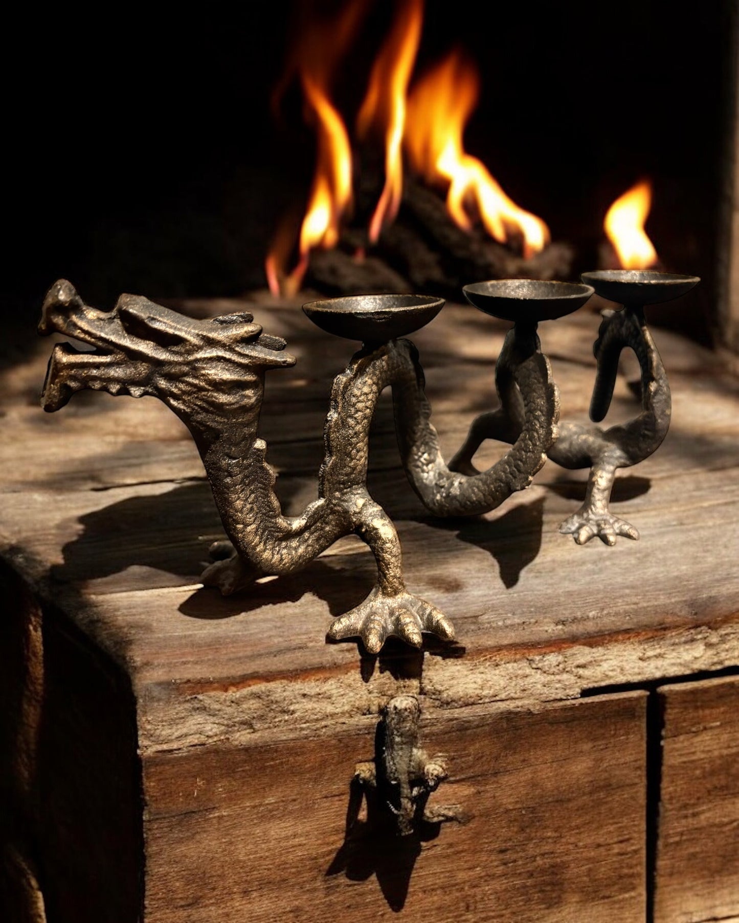 Cast Iron Dragon Candelabra