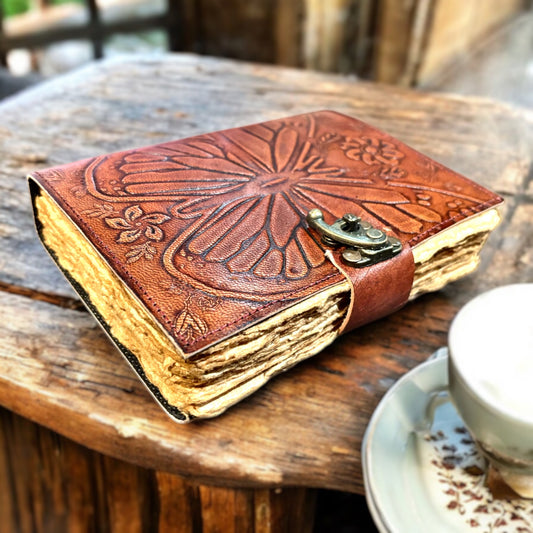 Genuine Leather Butterfly Journal