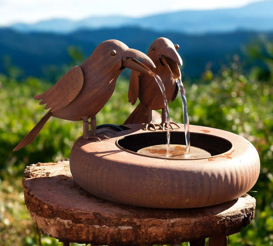 Folk Art Crows Fountain