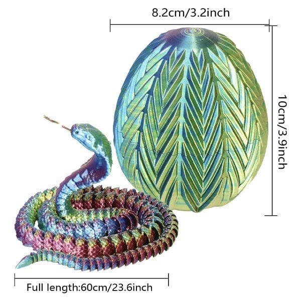3D Printed Snake Scale Egg Fidget Toy with Egg Included (Multiple Colors): Green/Blue/Purple