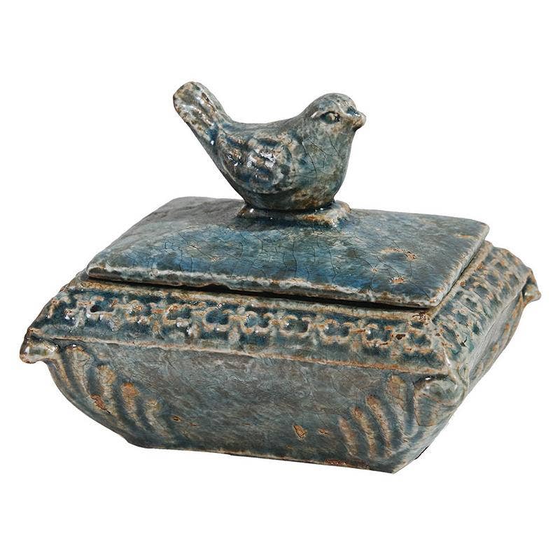 Antiqued Ceramic Bird Box