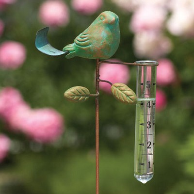 Teal Bird Rain Gauge
