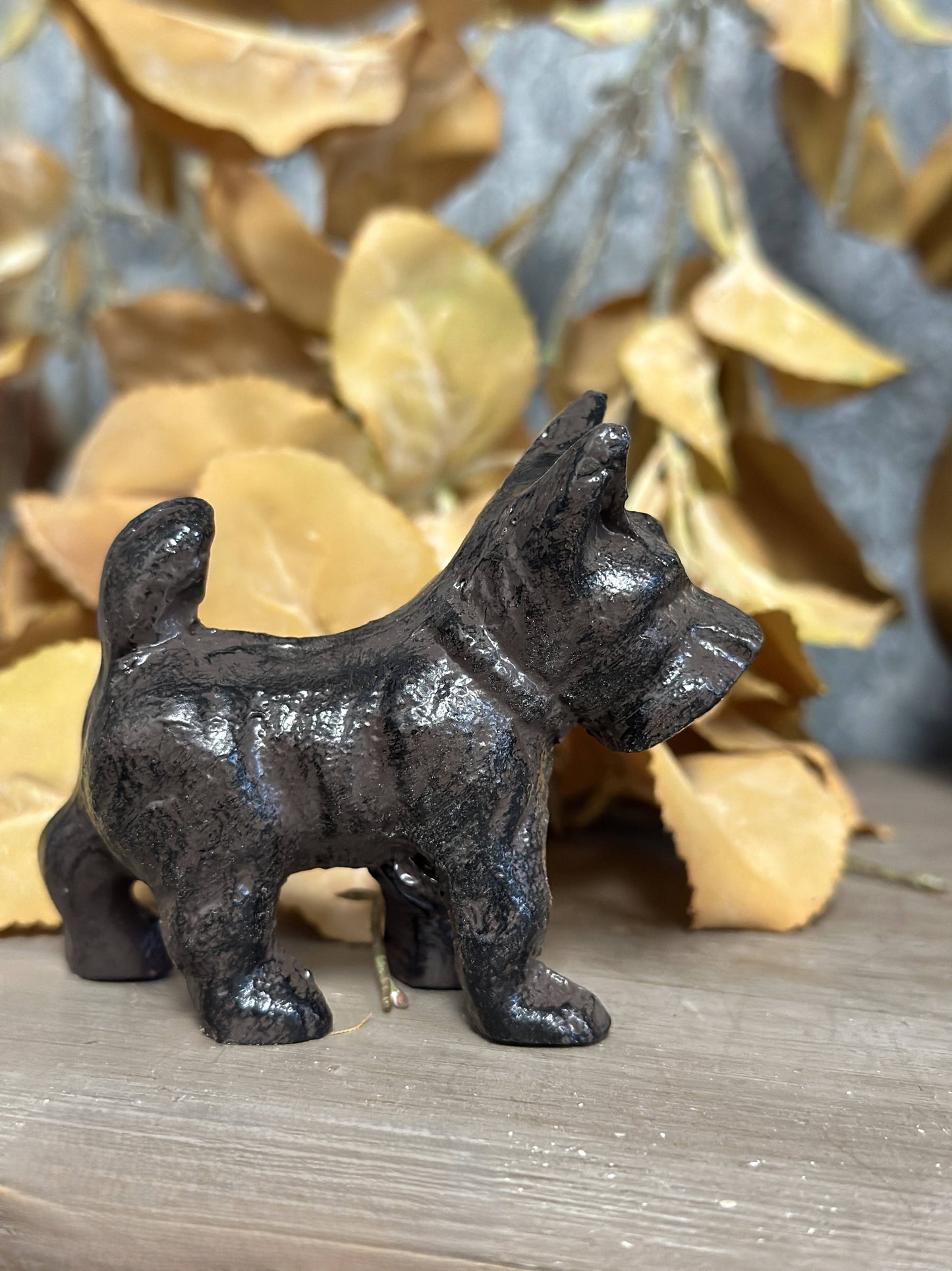 Cast Iron Schnauzer Dog Pet Statue