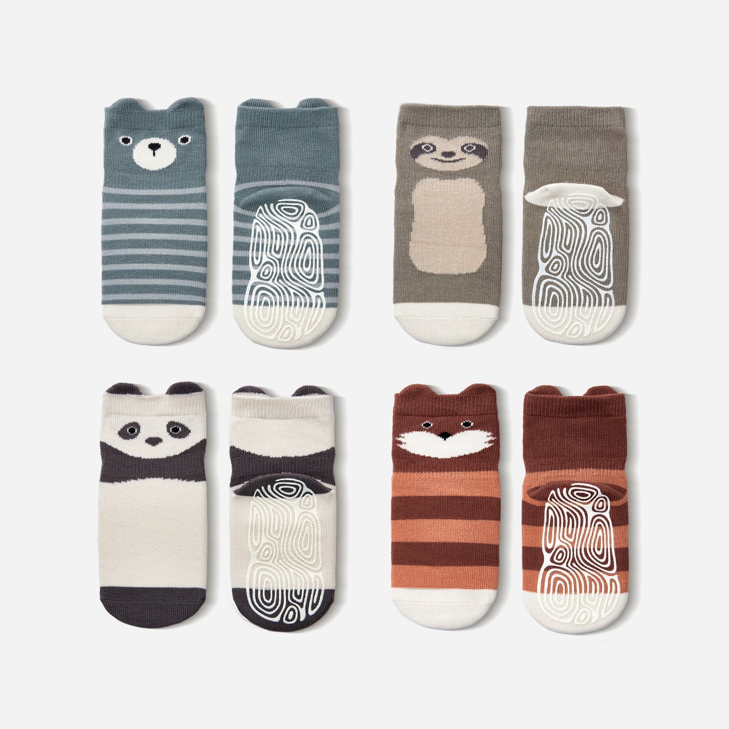 Organic Cotton Stay-On Baby & Toddler Non-Slip Socks (set of 4) - Critter Crew