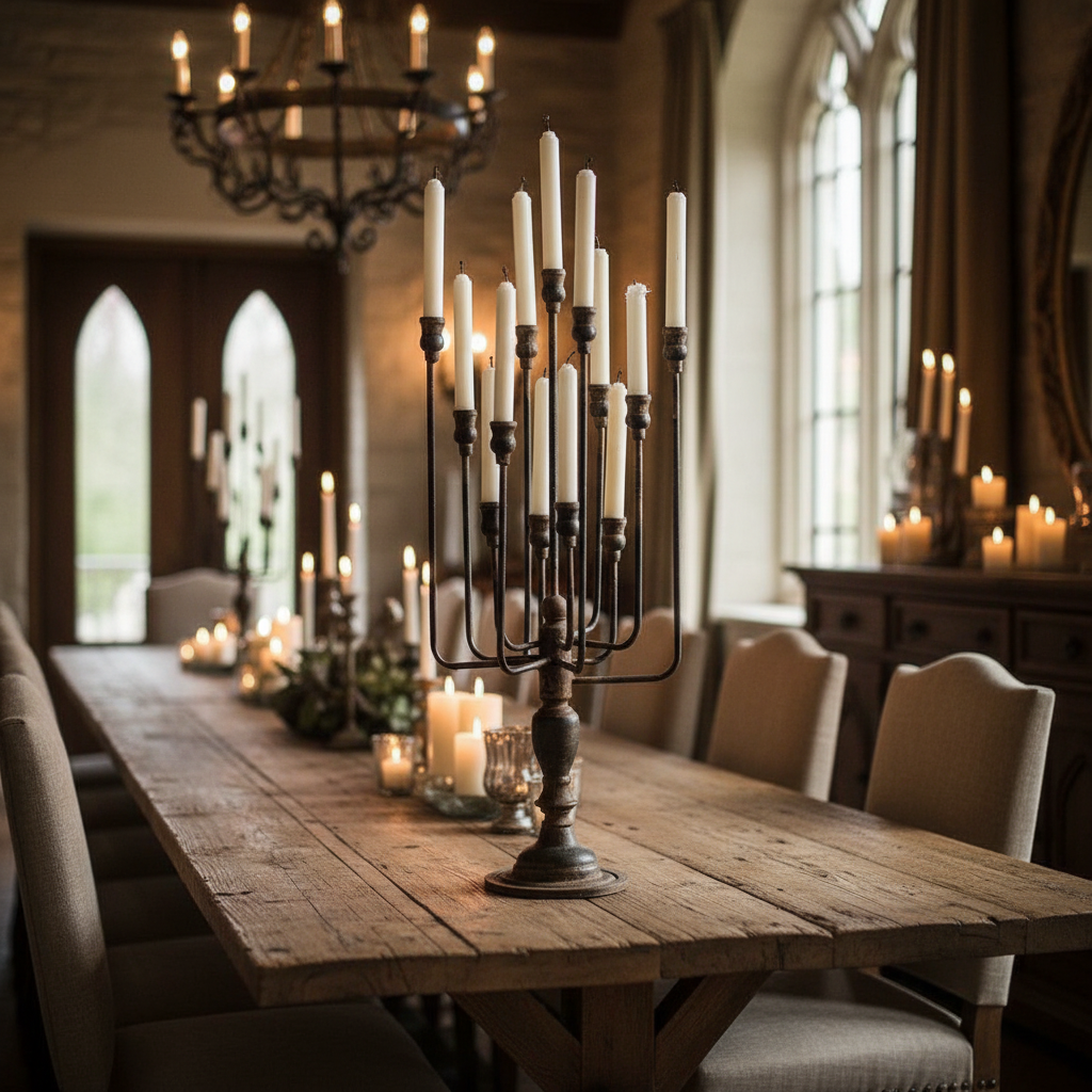 13-Candle Iron Candelabra - Elegant Styled Shot