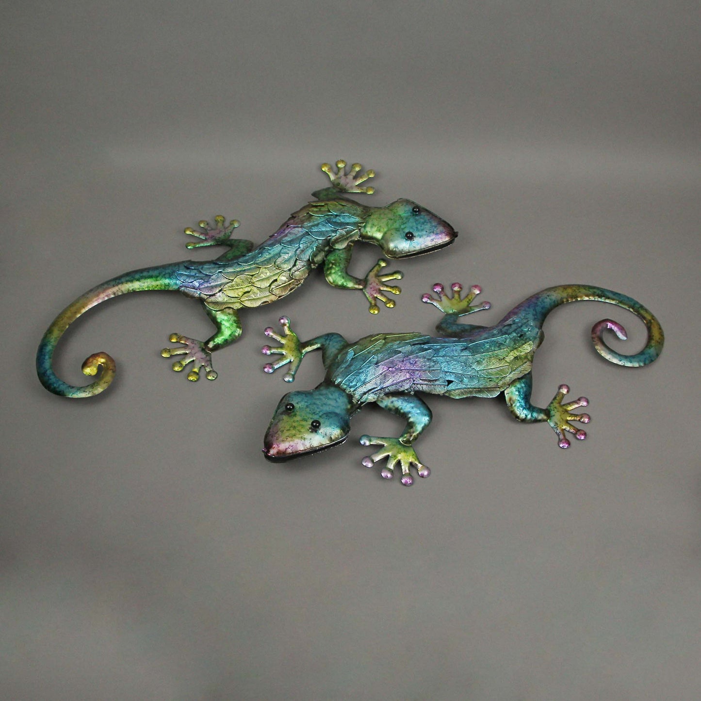 Multicolor Stamped Metal Gecko Wall Sculpture