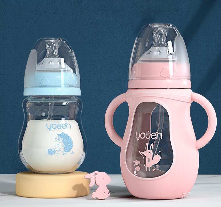 Tempered Glass Baby Bottle with Straw | Drop-Resistant | 150ml & 240ml