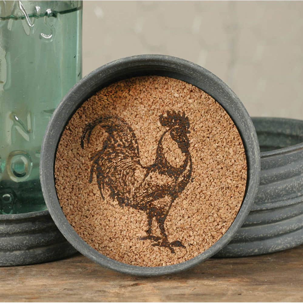 Mason Jar Lid Coasters - Rooster (set of 4)