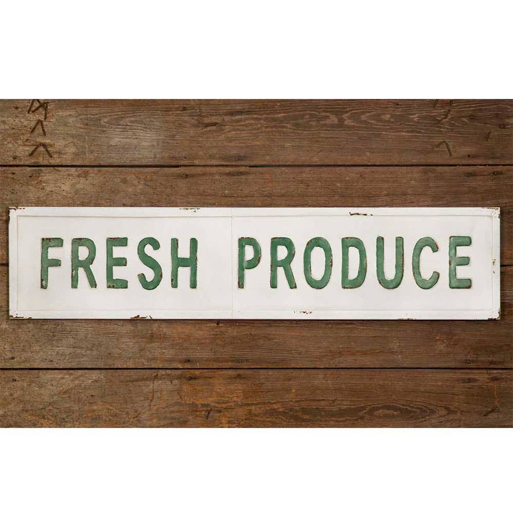 Large Fresh Produce Metal Wall Sign