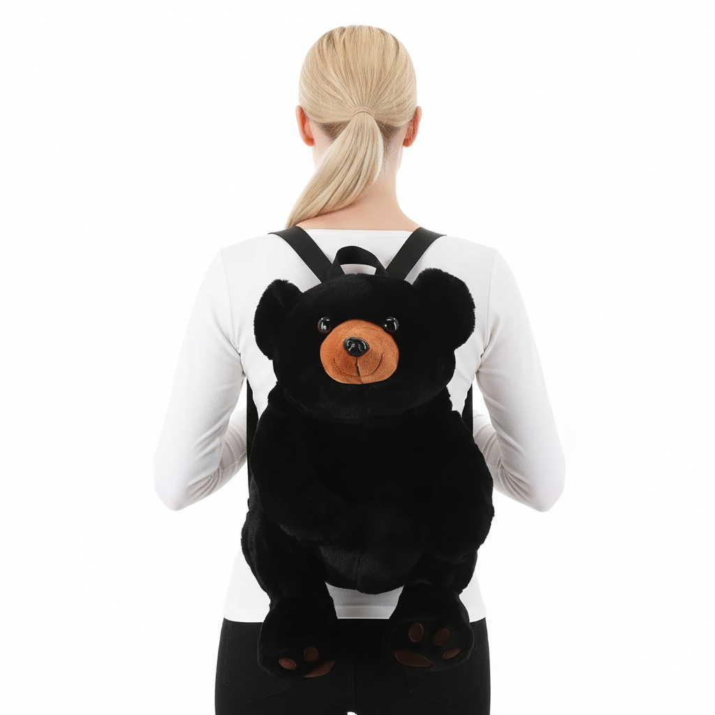 Black Bear Plush Backpack