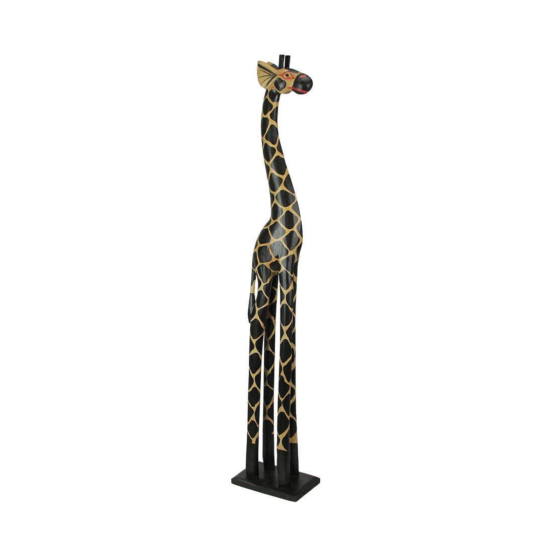 Hand Carved & Painted Wooden Giraffe Sculpture