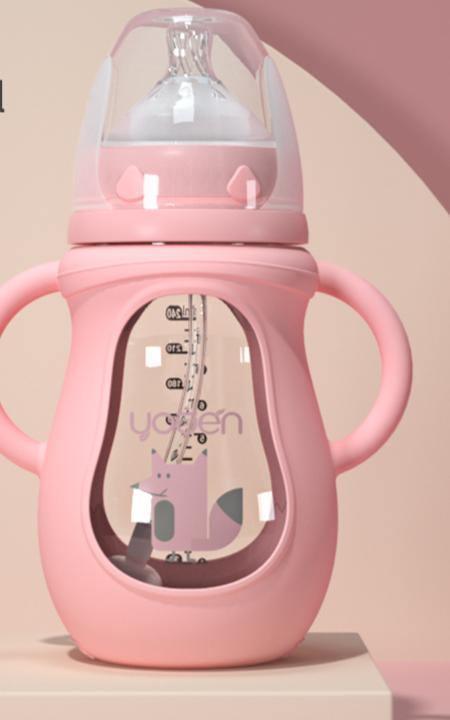 Tempered Glass Baby Bottle with Straw | Drop-Resistant | 150ml & 240ml