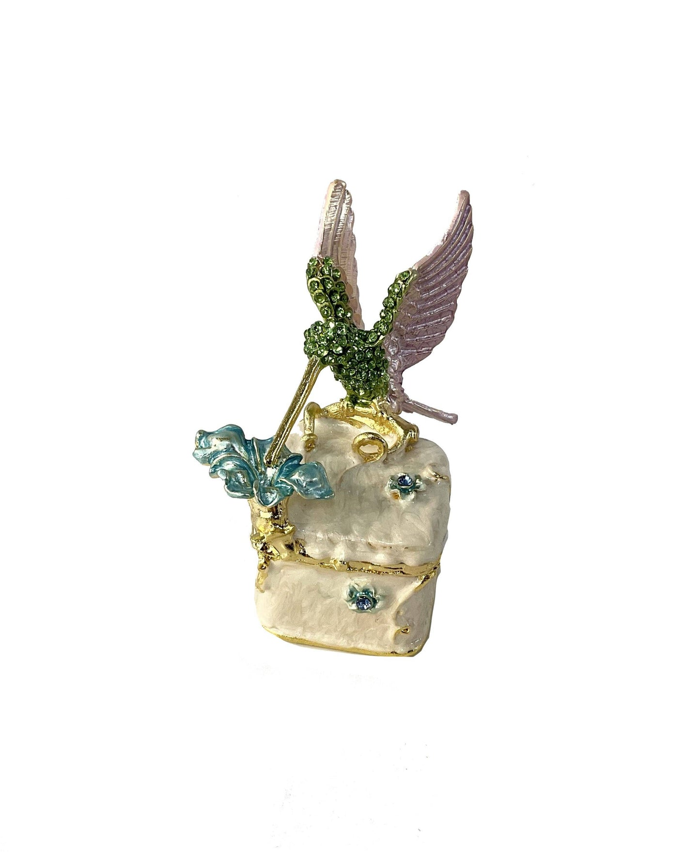 Jewel Enameled Humming Bird Trinket Box