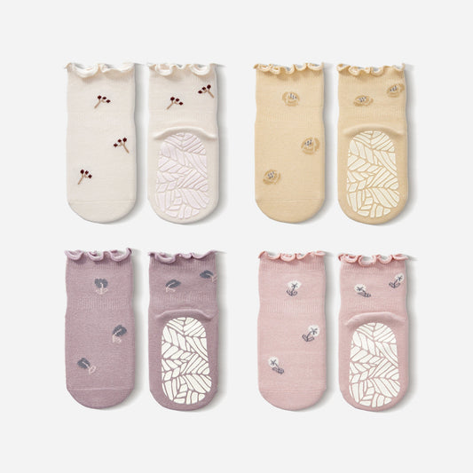 Organic Cotton Stay-On Baby, Toddler, Little Kid Non-Slip Socks (set of 4) - Little Wonder Things