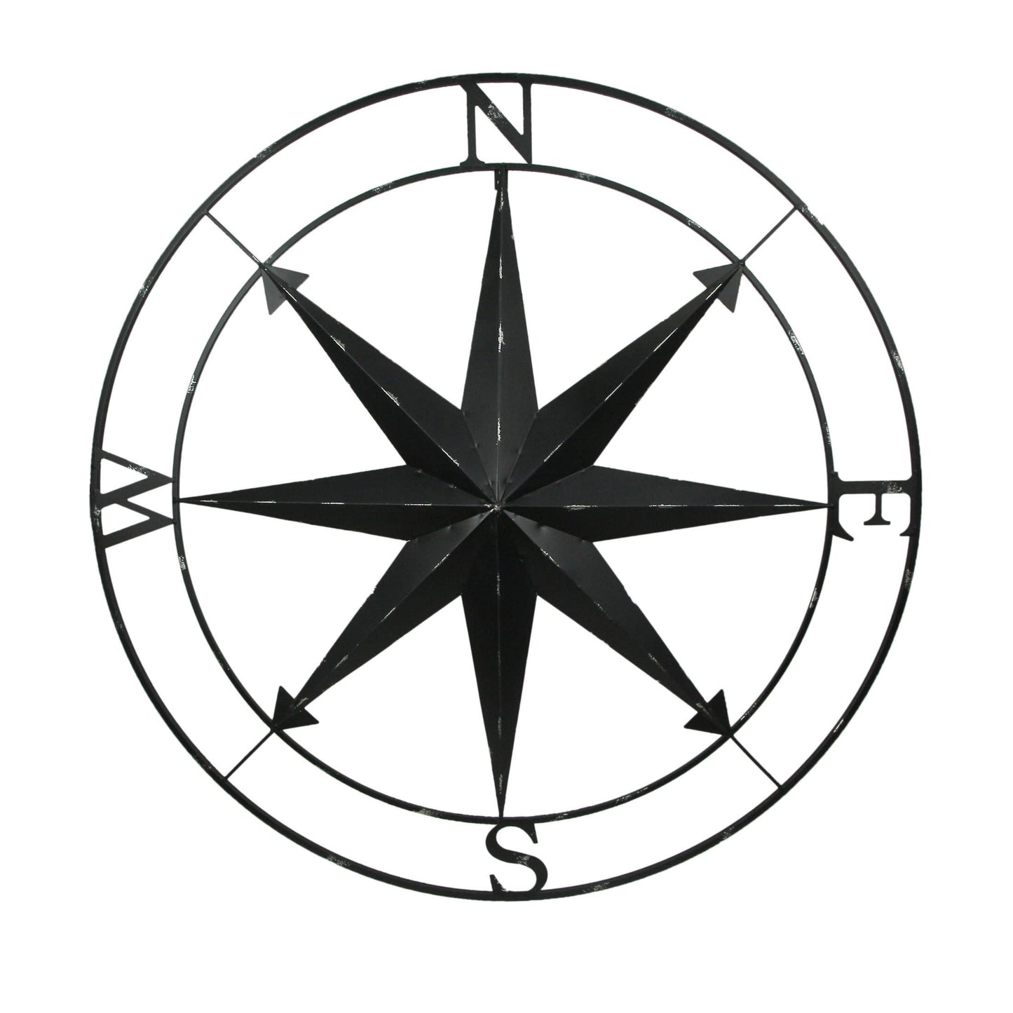 Large Black Metal Compass Wall Art
