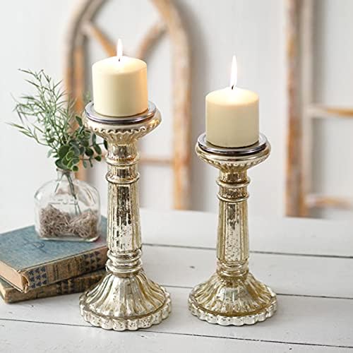 Mercury Glass Candleholders (set of 2)