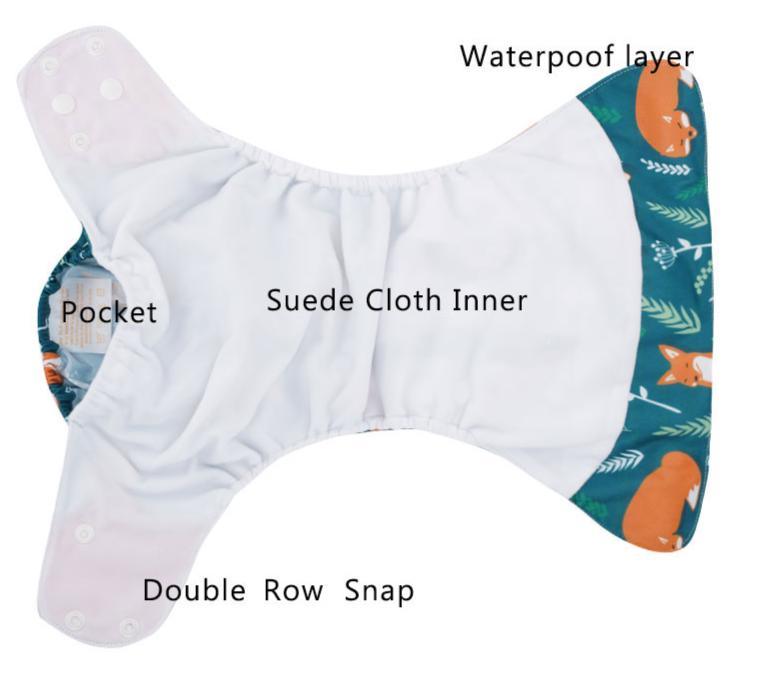 Washable Eco-friendly Reusable Cloth Diapers - Multiple Designs (Set of 4)