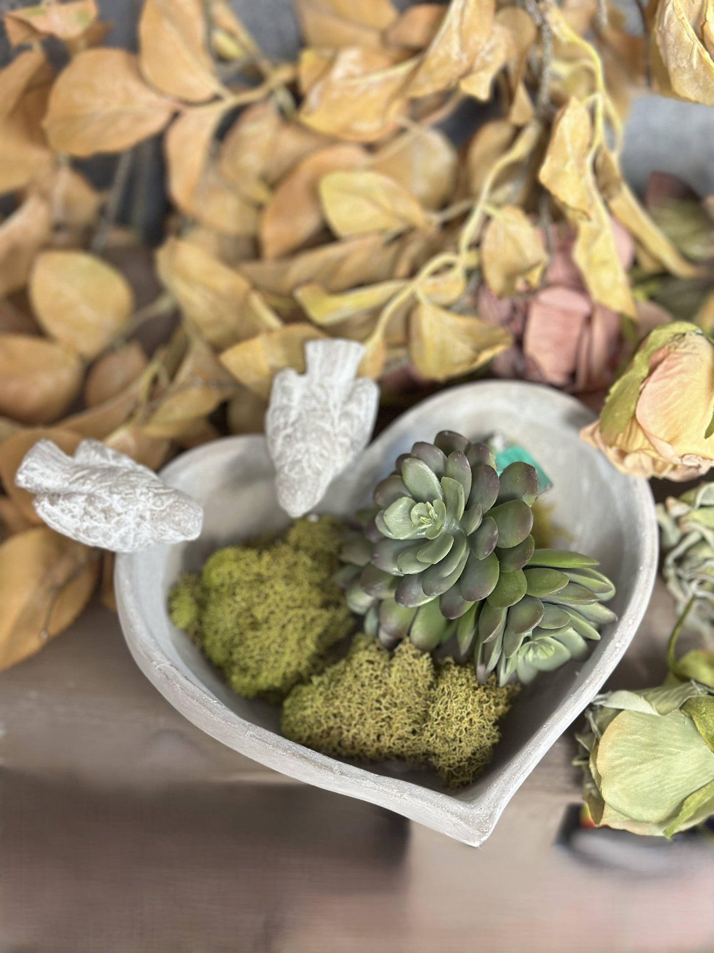 Cement Heart Planter/Bird Feeder/Trinket Dish