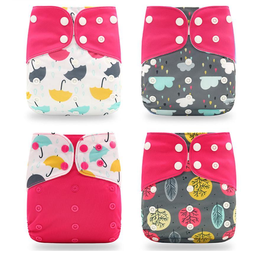 Washable Eco-friendly Reusable Cloth Diapers - Multiple Designs (Set of 4)