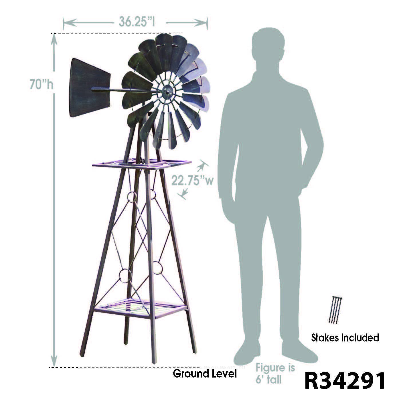 Classic Rustic Windmill – 70”